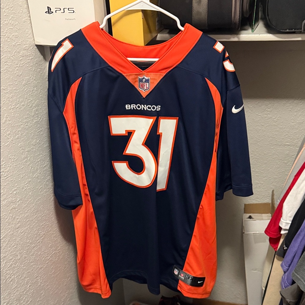 Nike Navy and Orange Broncos Jersey